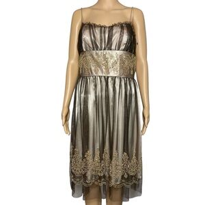 Fiesta Dress  Woman’s  L  Brown Shoulder Open Embroidered with sequin